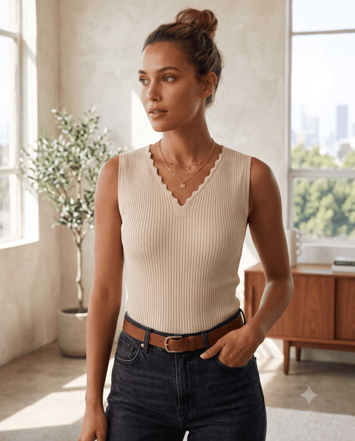Beige knitted  top