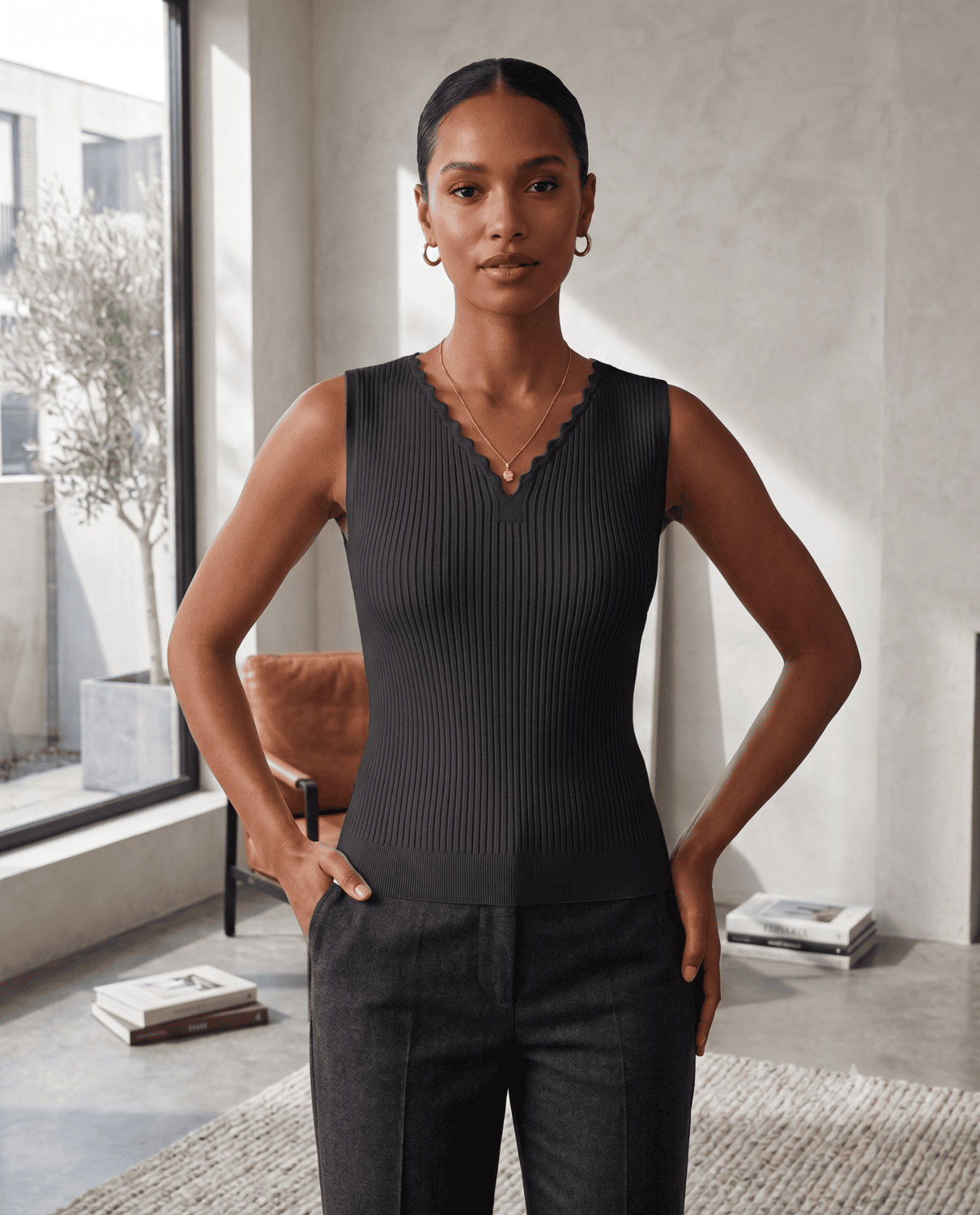 Black knitted  top