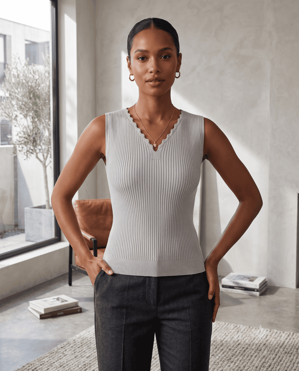 Grey knitted  top