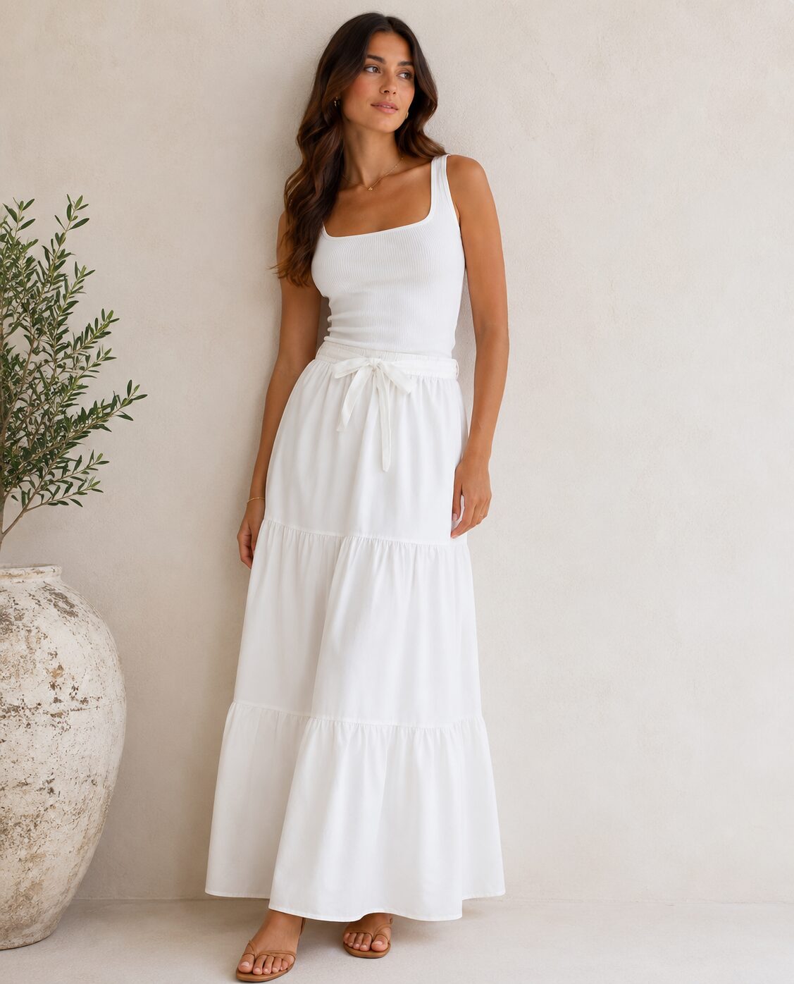 White Tiered skirt