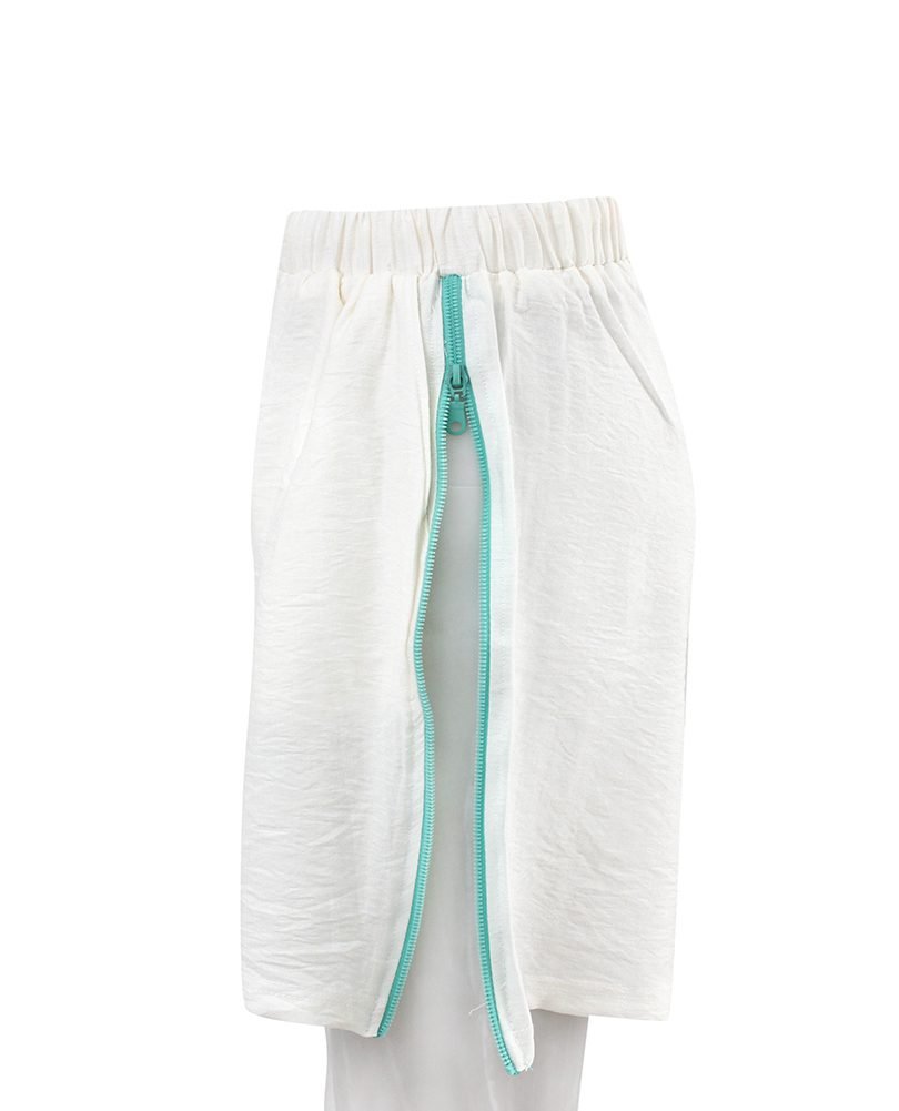Side Aqua Zipper Detail linen Short