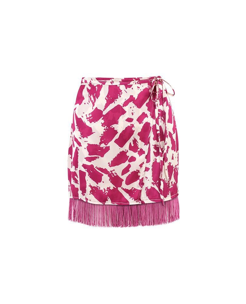 Crunk Silk short Skirt Fuschia