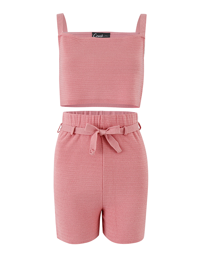 Tricot short set pink