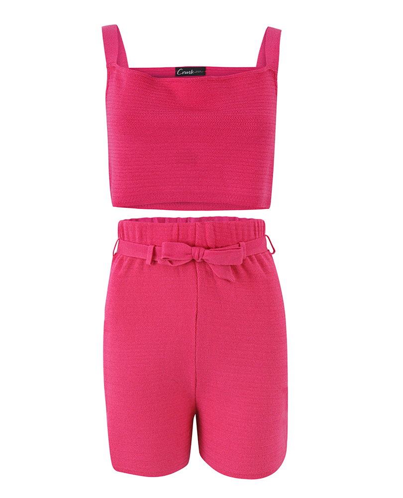 Tricot short set fuschia