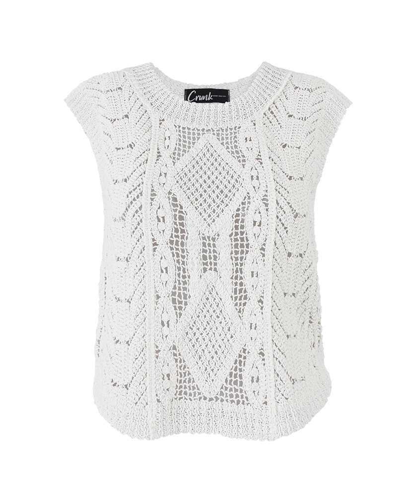 white Crochet summer blouse