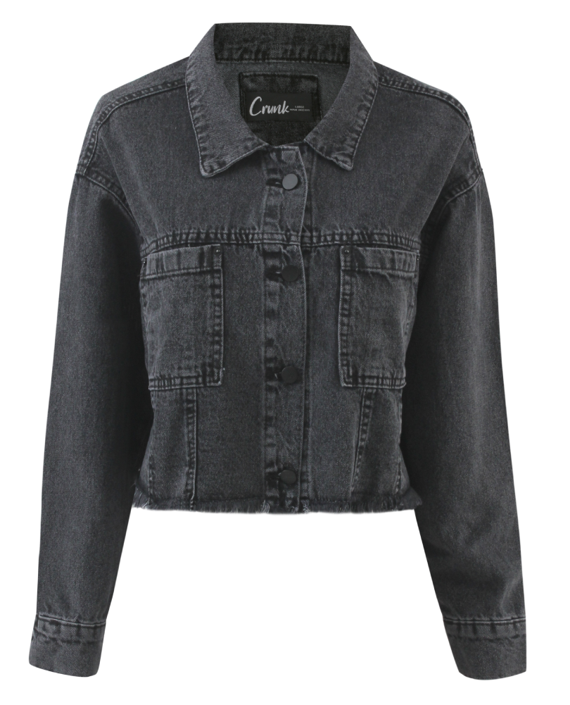 Cropped denim grey jacket